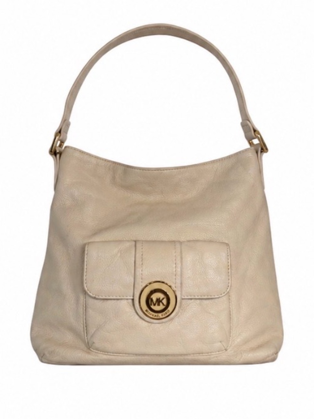 Michael Kors Push Lock Hobo Shoulder Bag ivory 2010s Slouchy Soft Leather
